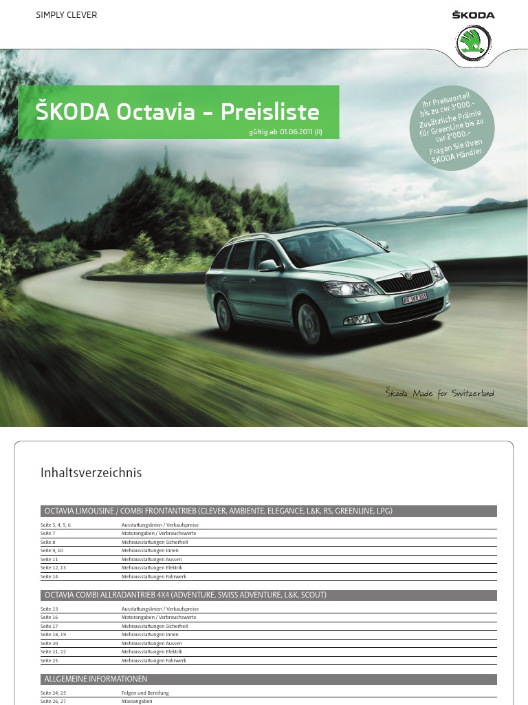 Skoda Octavia 2022 Preisliste