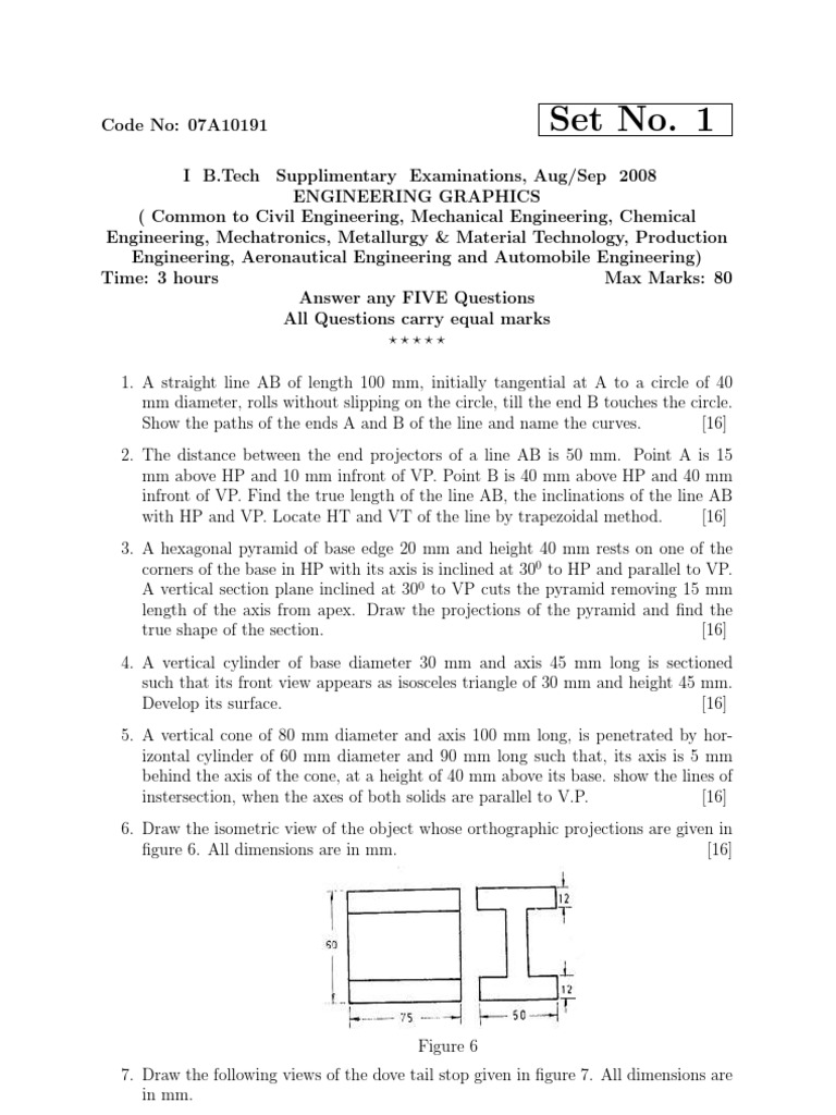 Engineering Graphics Exam Questions 2008 | PDF | Euclid | Geometry