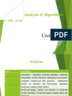 Design and Analysis of Algorithms in CSE 350