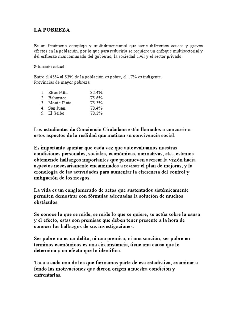 La Pobreza | PDF | Pobreza | Pobreza e indigencia