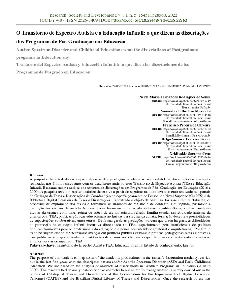 Sousa Et Al, 2022 PDF Educação Especial Autismo