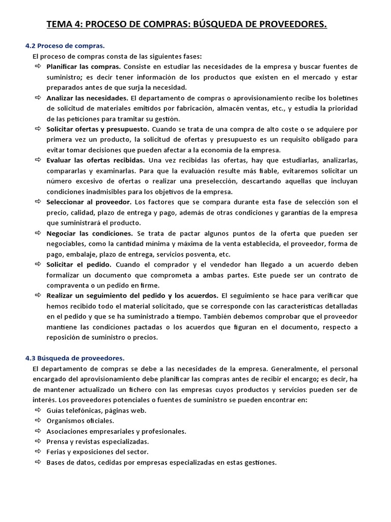 Proceso de Compras y Proveedores | PDF | Obtención | Presupuesto