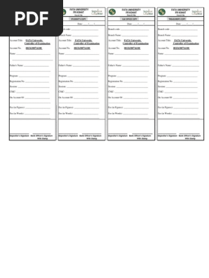 Deposit slip-Examinations Section