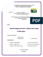 Etude Bioécologique de La Faune Acridiennes Dans La Région de Mila, Algérie