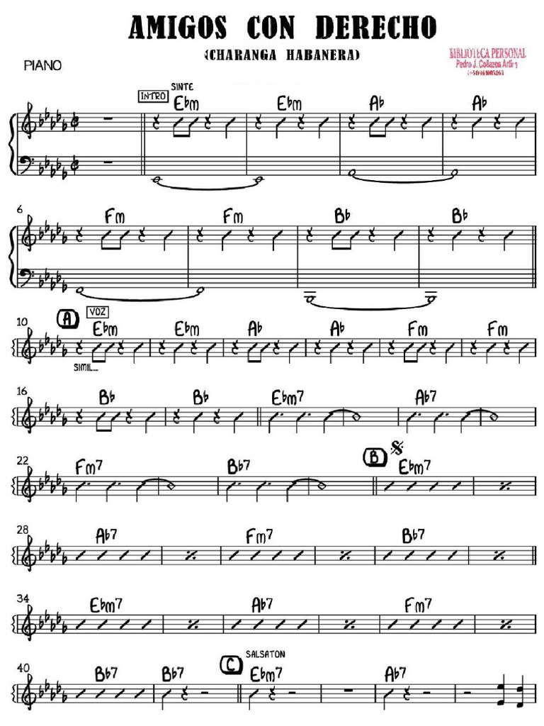 Amigos Con Derecho - Piano | PDF