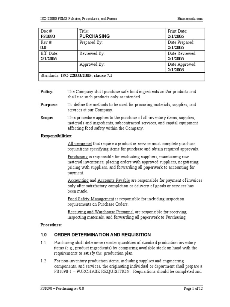 FS1090 - Purchasing Rev 0.1 | PDF