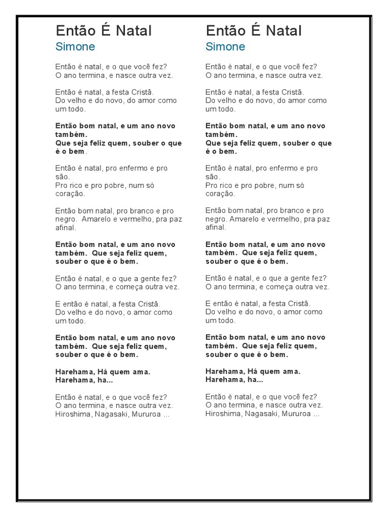 Então É Natal Letra Da Música | PDF