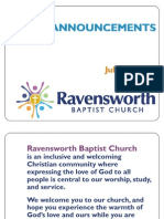 Ravensworth Baptist Church Announcements 7/24/11