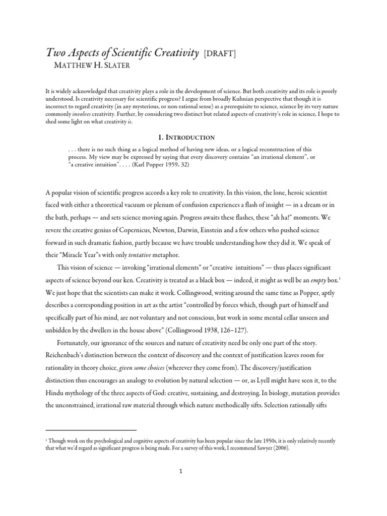 Creativity's Role in Scientific Inquiry | PDF