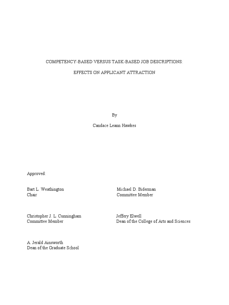 Competency-Based Versus Task-Based Job Descriptions - Effects On A ...
