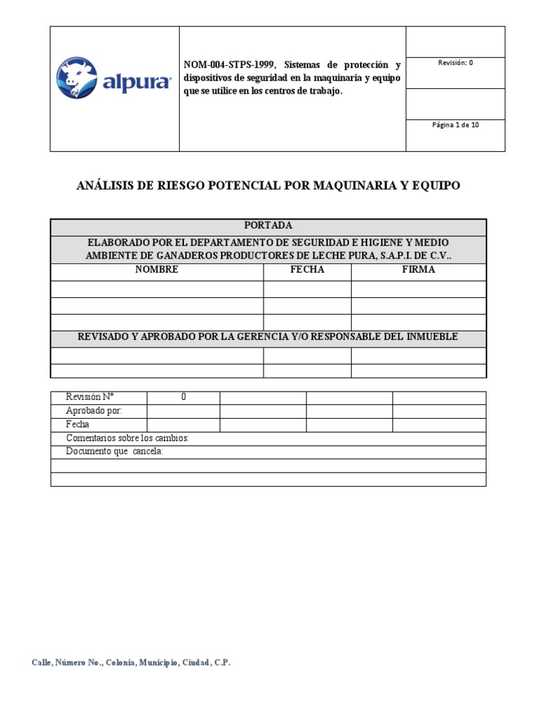Análisis de Riesgo en Maquinaria y Equipo | PDF | Riesgo | Seguridad ...