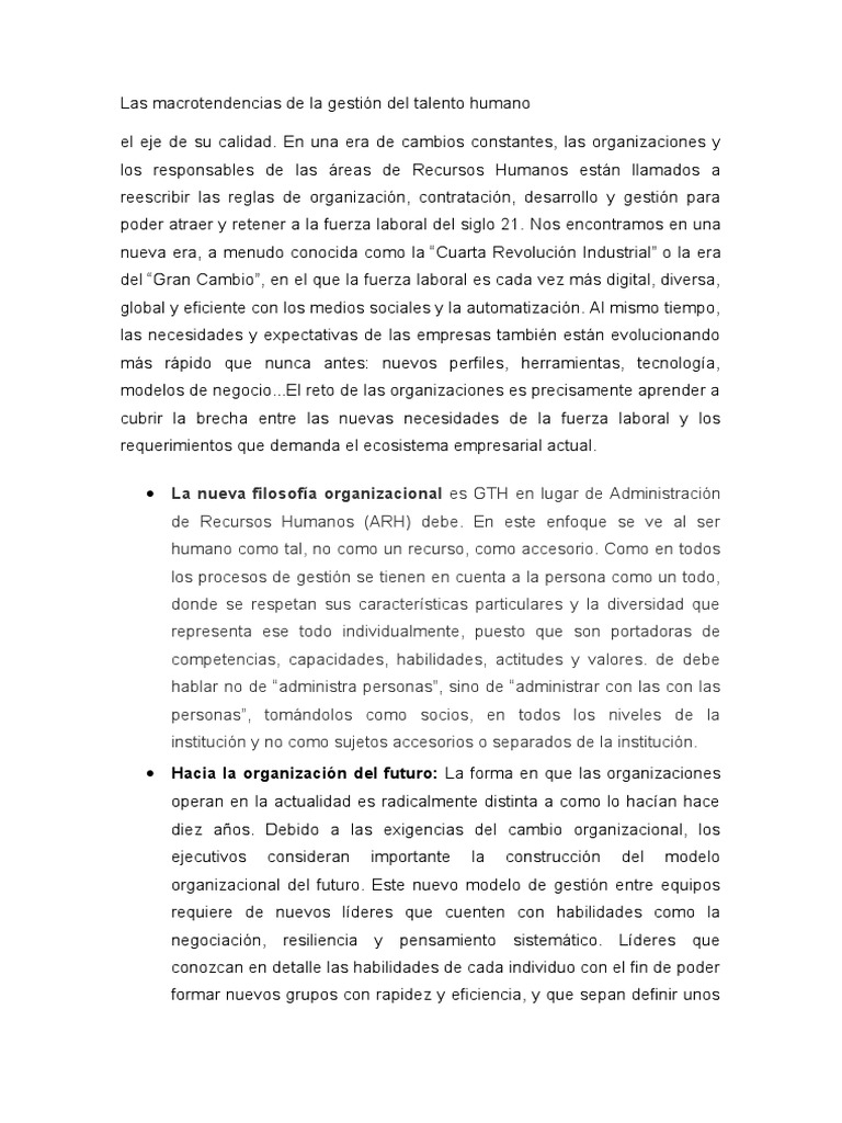 Macrotendencias en Gestión del Talento | PDF | Gestión de recursos ...