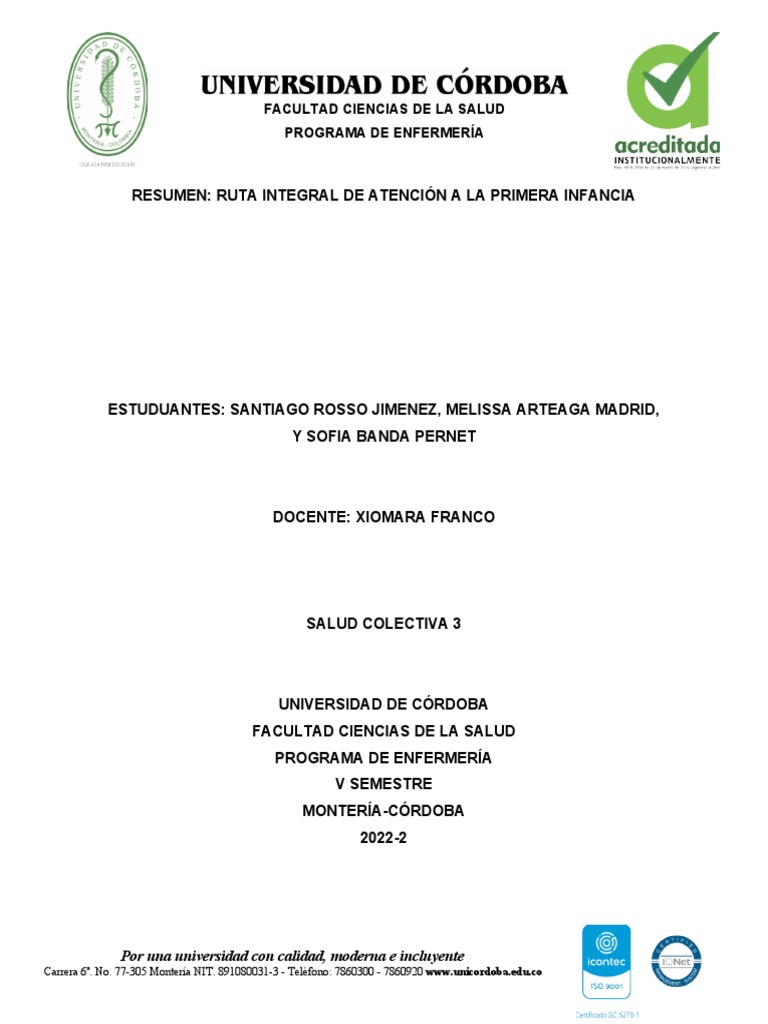 Ruta Integral de Atención a la Infancia | PDF