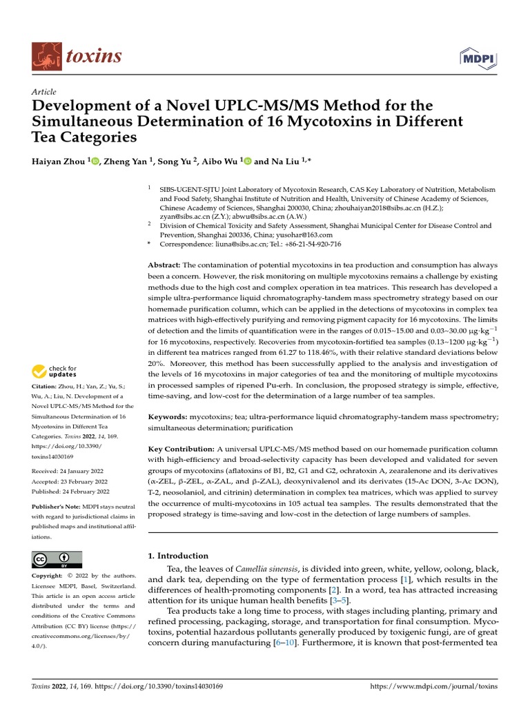 Toxins 14 00169 v2 PDF High Performance Liquid Chromatography