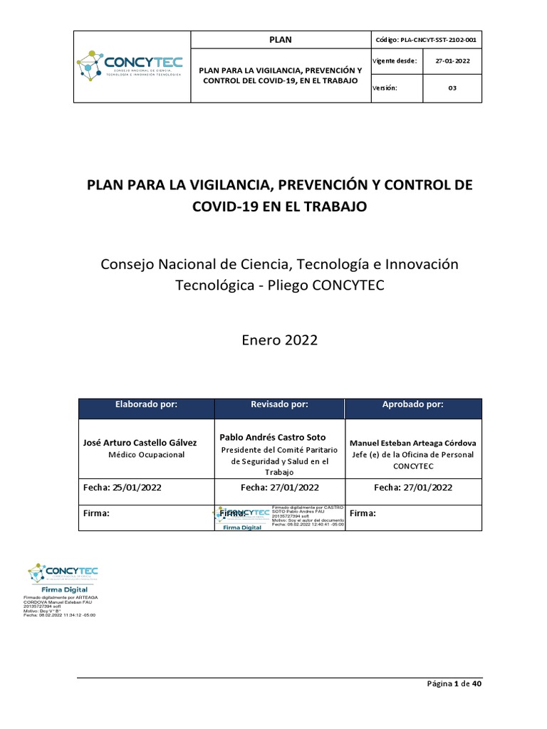 Plan de Vigilancia Covid 2022 | PDF | Lavado de manos | Ciencias de la ...