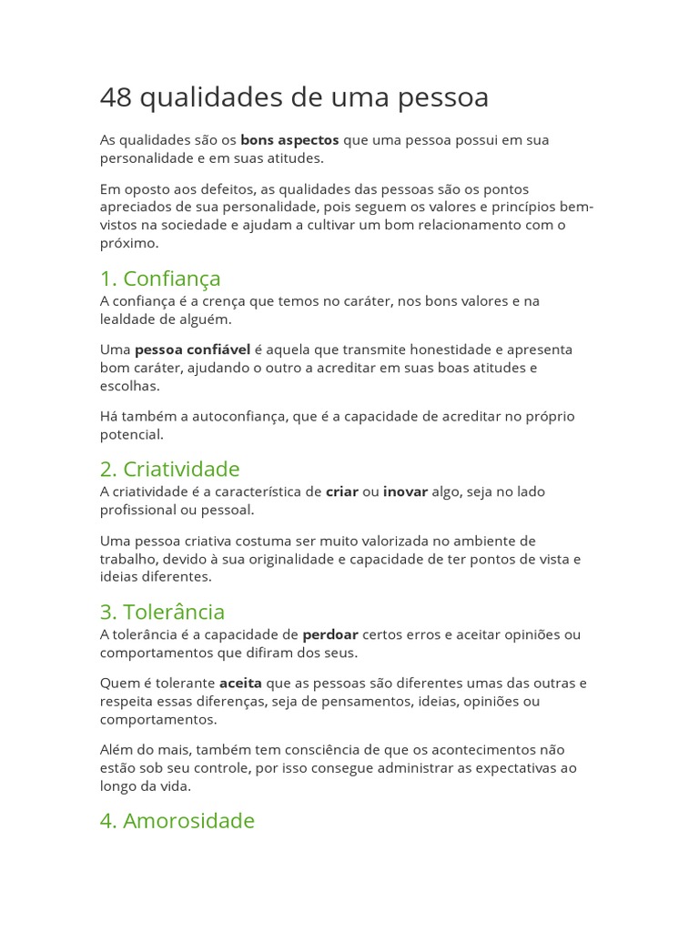 48 Qualidades de Uma Pessoa | PDF | Resiliência psicológica | Empatia