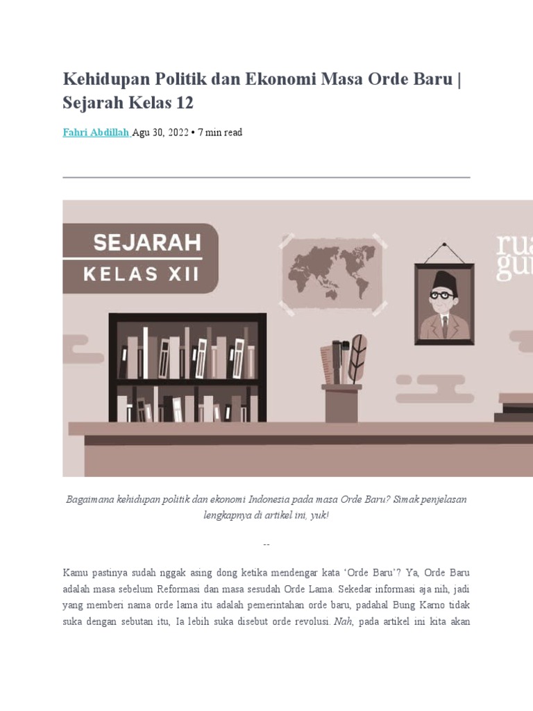 pertumbuhan ekonomi indonesia era orde baru