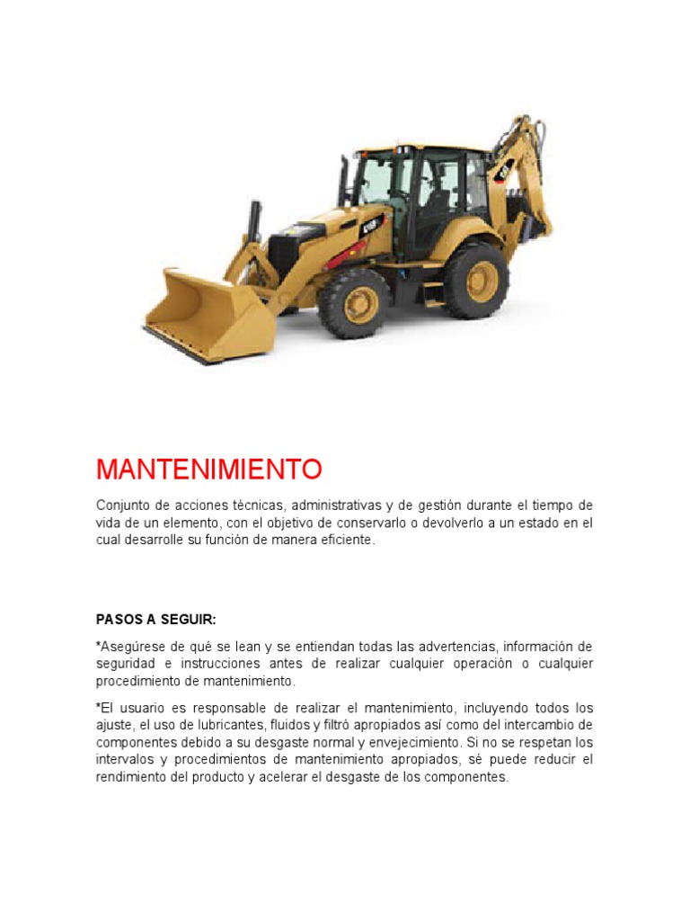 Mantenimiento de Retroexcavadora Caterpillar 416E | PDF | Tecnología
