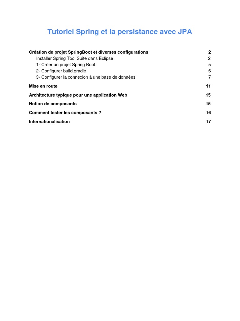 Tutoriel Spring Boot et JPA | PDF | Eclipse (Logiciel) | Gestion ...