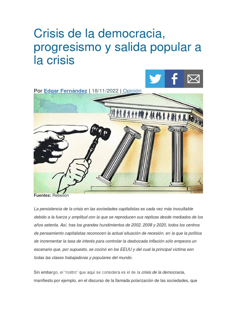 Crisis de la democracia y progresismo | PDF | Democracia | Ideologías ...