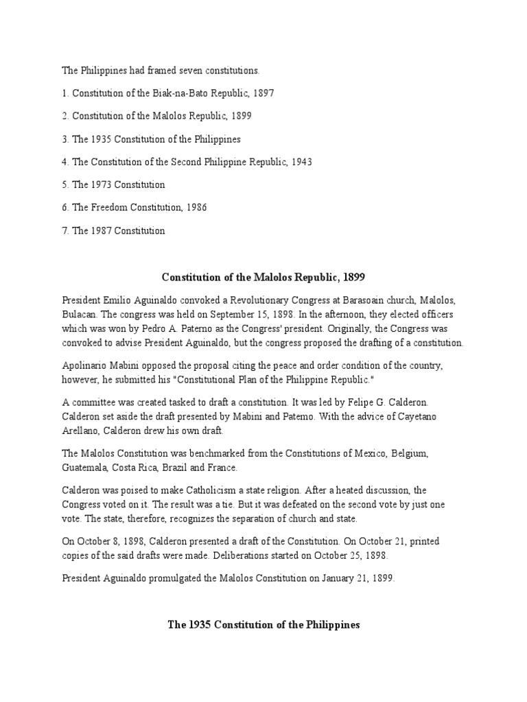 History Of Philippine Constitution Pdf Public Law Governance