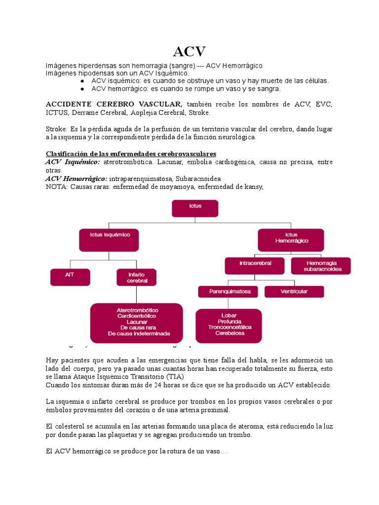 Guía Completa sobre ACV: Tipos y Tratamiento | PDF | Carrera | Ciencias ...