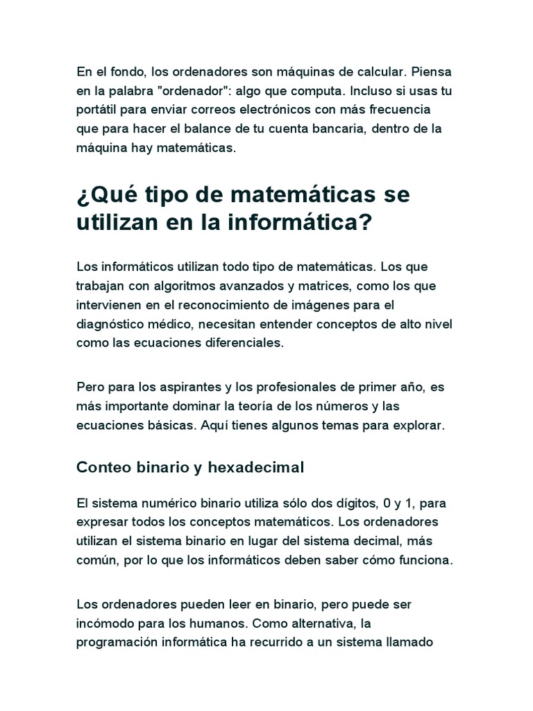 Matemáticas Esenciales en Informática | PDF | Ciencias de la ...