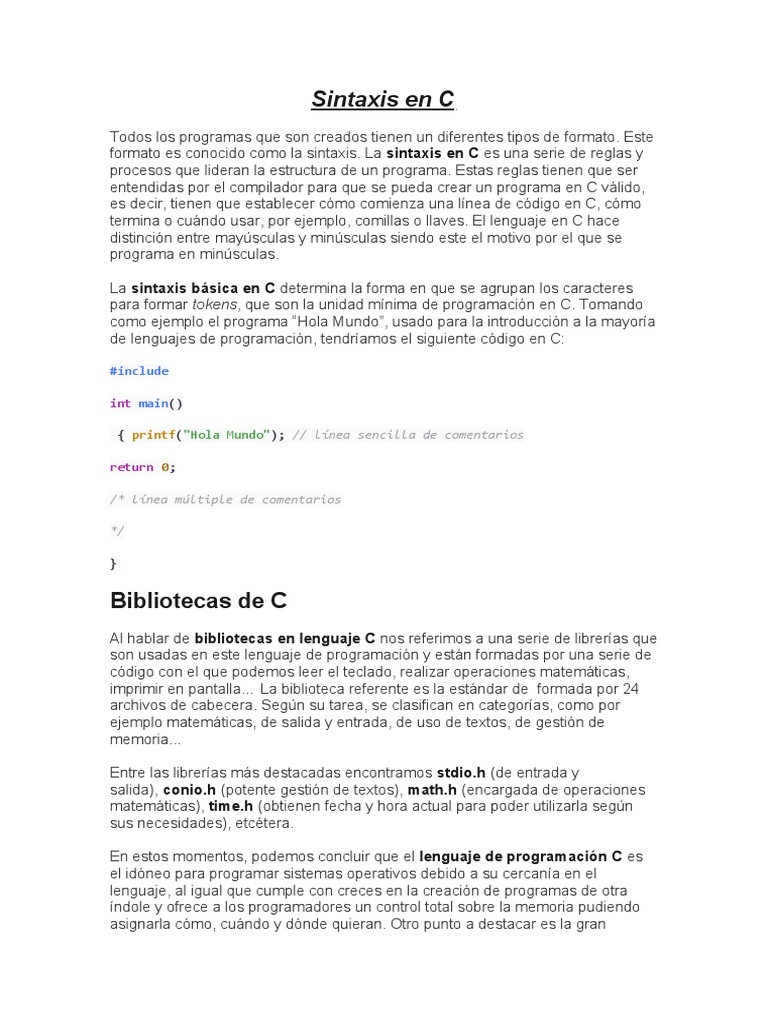 Sintaxis en C | PDF