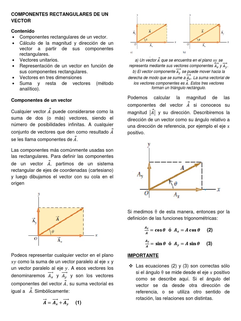 Componentes Rectangulares de Vectores | PDF | Vector Euclidiano ...