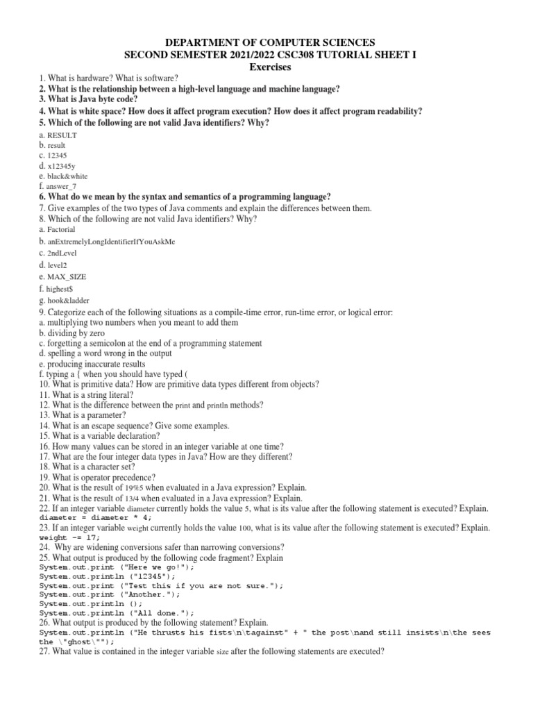 Csc308 tutorial sheet i pdf