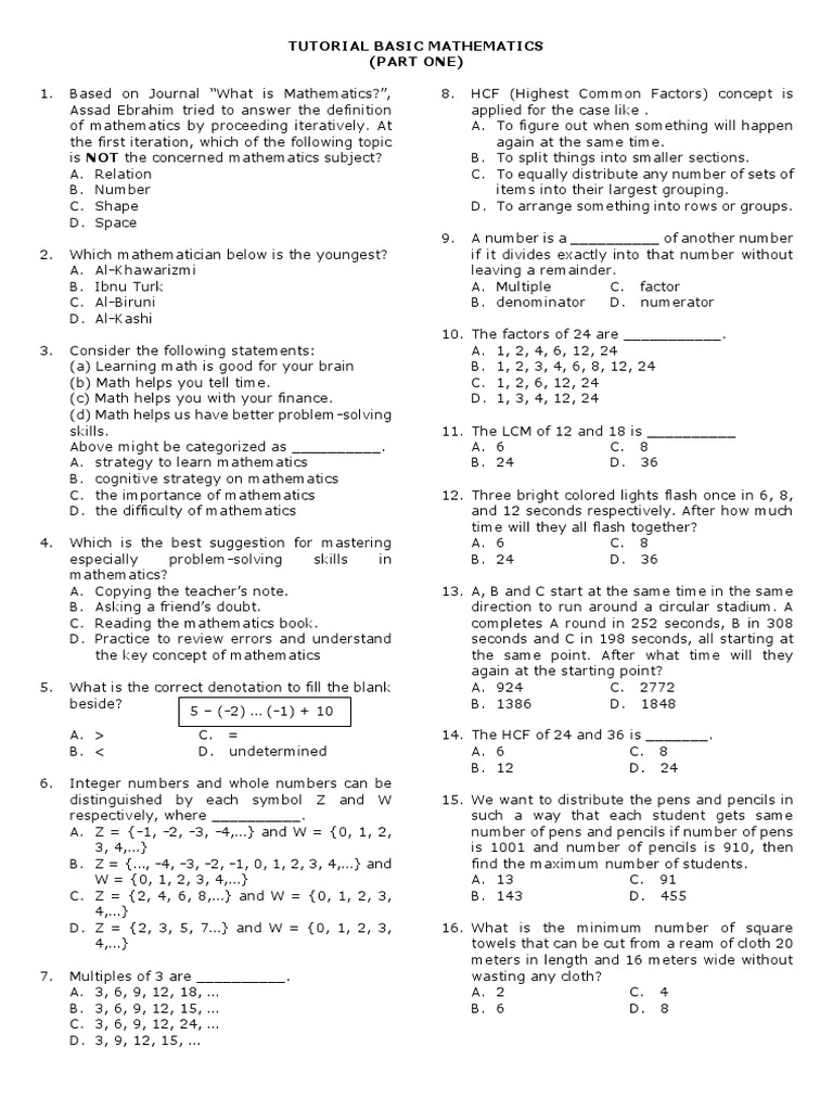 Basic Mathematics Concepts Pdf