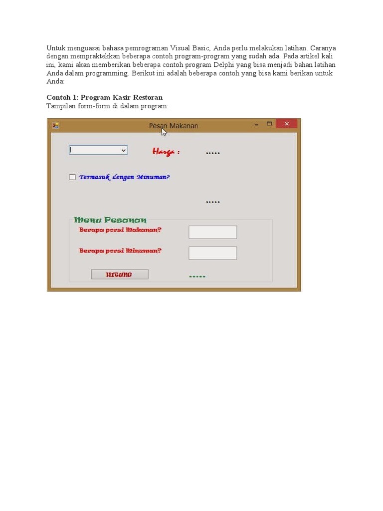 Contoh Program Visual Basic untuk Latihan | PDF