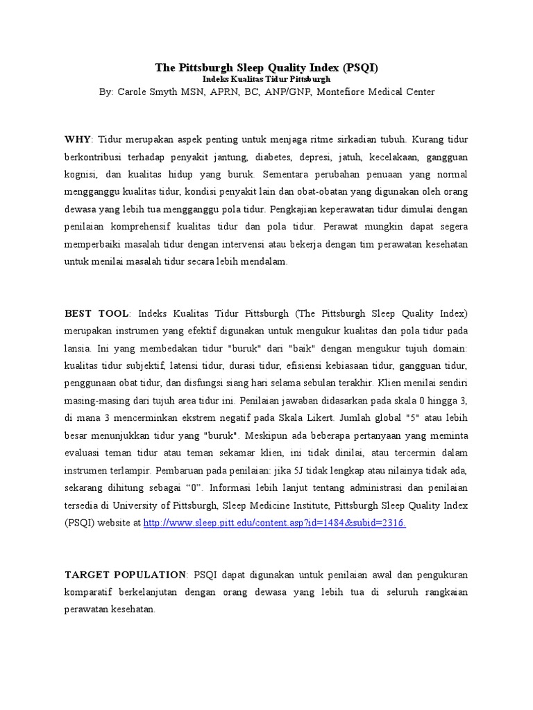 The Pittsburgh Sleep Quality Index PDF