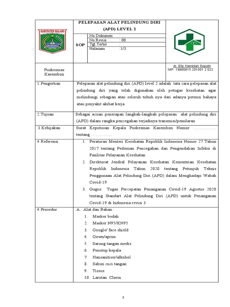 Prosedur Pelepasan APD Level 2 | PDF