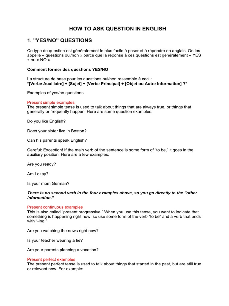 How to Form Questions in English | PDF | Verb | Question
