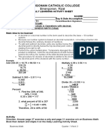 Binangonan Catholic College Daily Math Activity on Decimals