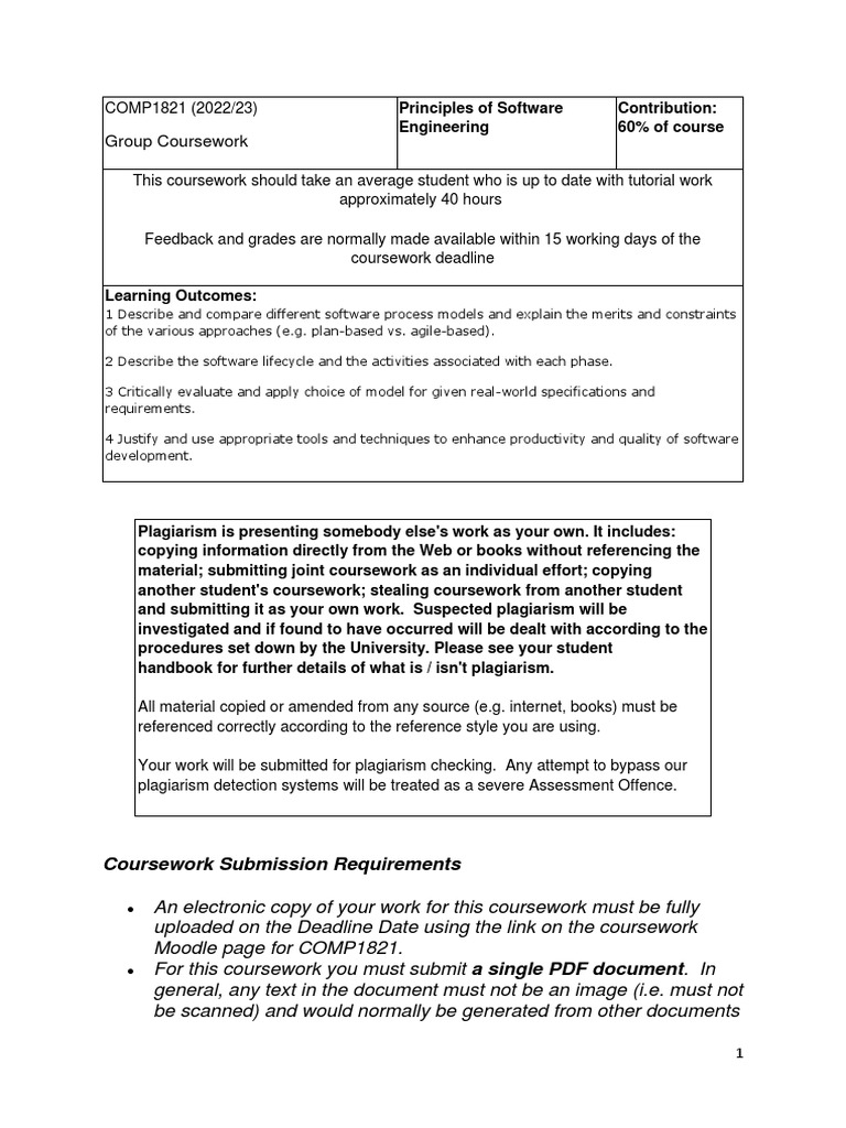 COMP 1821 Practical CW - Term1 - 2223 | PDF | Use Case | Data Model