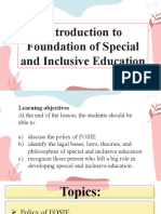 Introduction To Foundation of Special and Inclusive Education