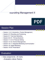 Marketing Management II Session Plan and Product Management