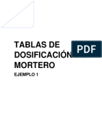 Tablas de Dosificación de Mortero