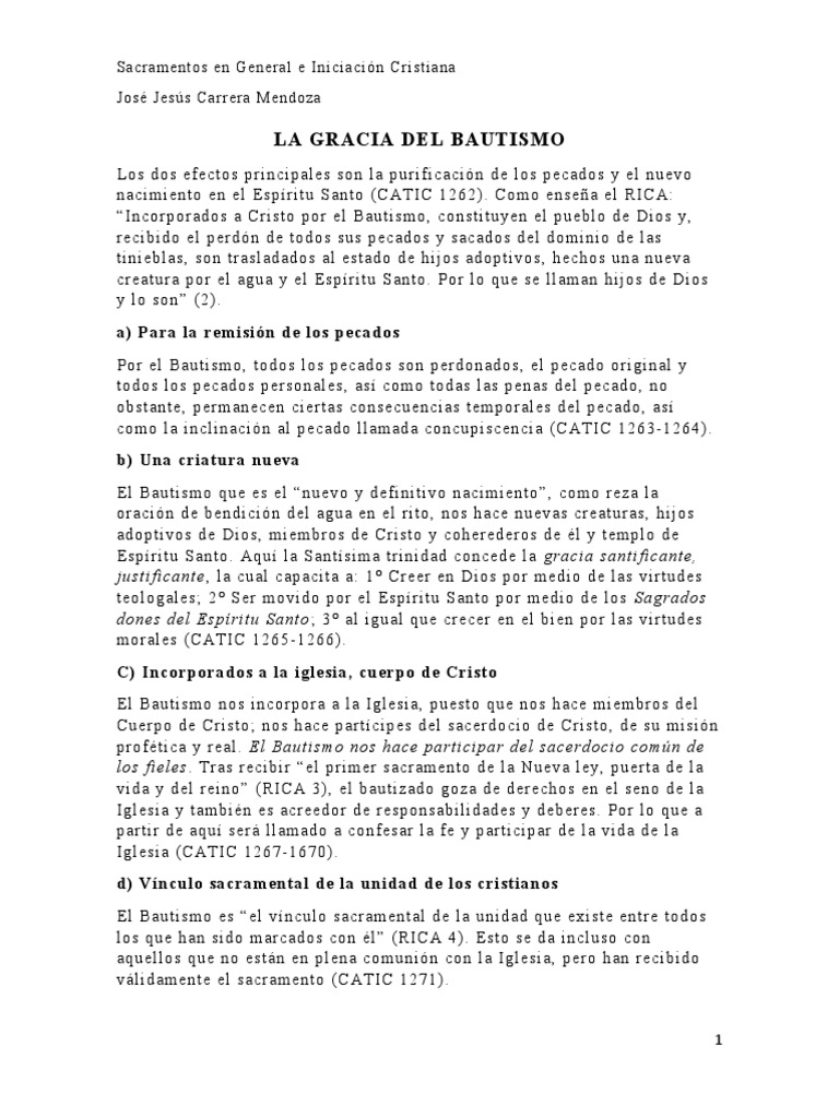 La Gracia Del Bautismo | PDF