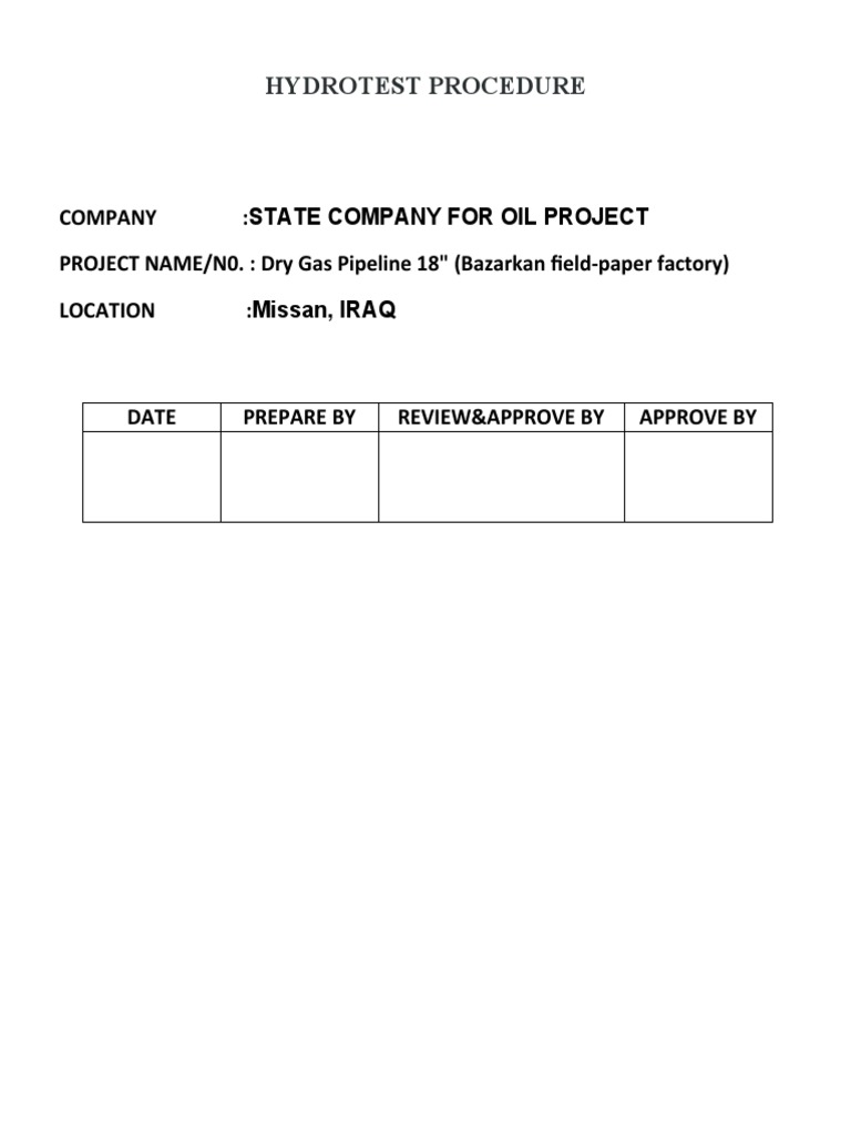Pipeline Hydrostatic Test | PDF | Materials | Tools