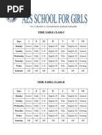 Time Table Class Wise Aes