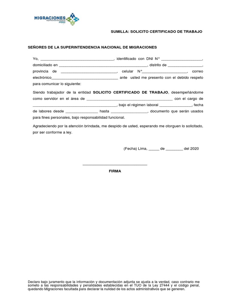 Certificado de Trabajo PDF | PDF