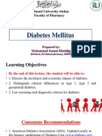 National University-Sudan Faculty of Pharmacy Diabetes Mellitus Lecture