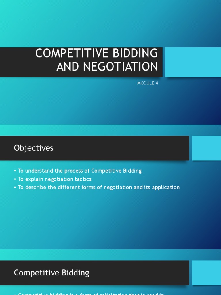 Module 4 competitive bidding and negotiation pdf negotiation