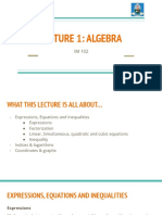 IM 102 Algebra - LECTURE 1