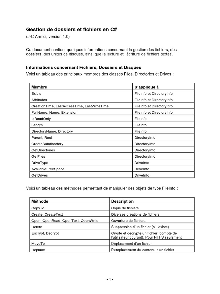 Gestion des fichiers en C# | PDF | Fichier informatique | Fichier texte