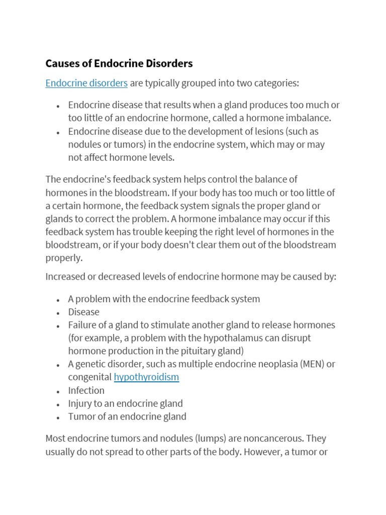 Causes of Endocrine Disorders PDF Endocrine System Adrenal Gland