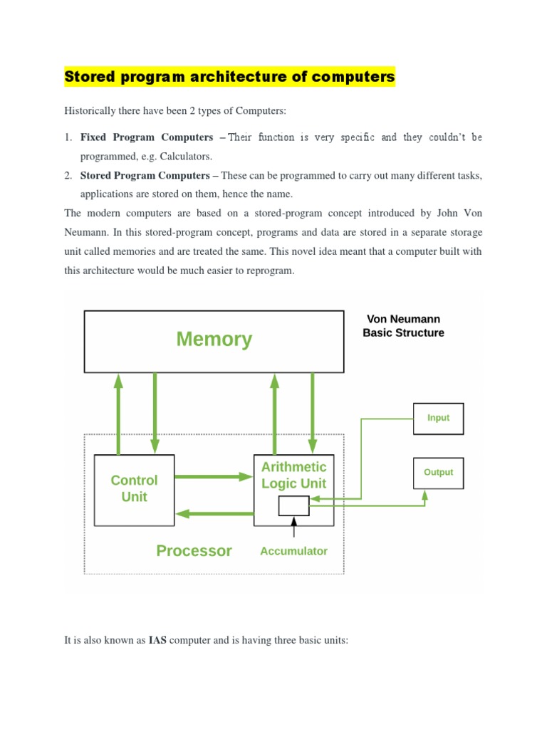 An Overview of the Stored Program Concept and Von Neumann Architecture ...